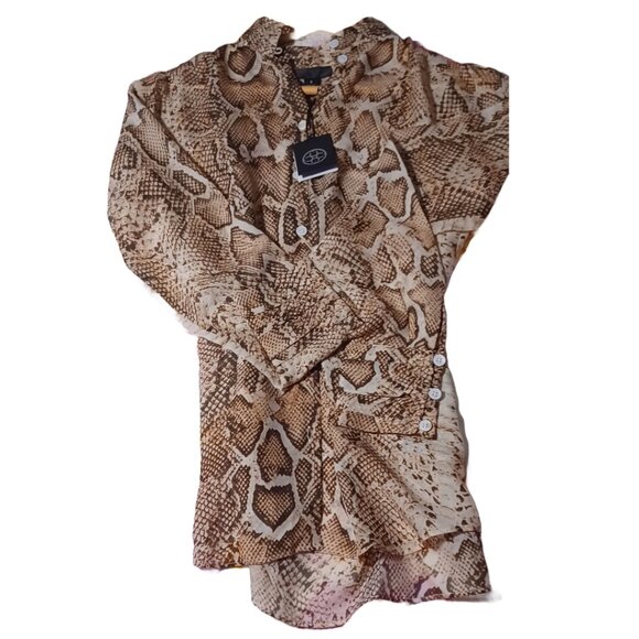 CARLISLE COLLECTION ANIMAL PRINT SILK SHIRT - Picture 3 of 7